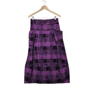 Cut Loose Maxi Skirt sz M* Purple Black Pull On Elastic Waist Pockets